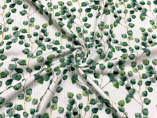 Eucalyptus DBP 4x2 Rib Knit Print #105 Double Brushed Polyester Spandex Stretch 190GSM Apparel Fabric 58"-60" Wide By The Yard