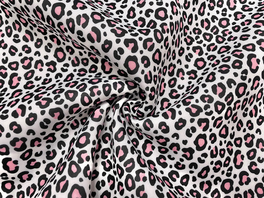 Pink Leopard Super Scuba Techno Print #23 Techno Double Knit 2-Way Stretch Fabric Poly Spandex Apparel Craft Fabric 58"-60" Wide By The Yard