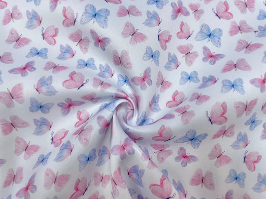 Pastel Butterfly Super Scuba Techno Print #36 Double Knit 2-Way Stretch Fabric Poly Spandex Apparel Craft Fabric 58"-60" Wide By The Yard
