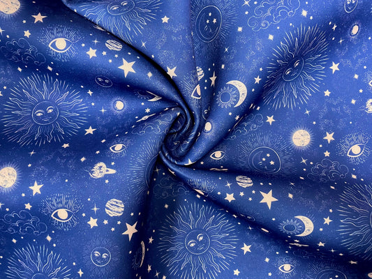 Constellations Super Scuba Techno Print #39 Double Knit 2-Way Stretch Fabric Poly Spandex Apparel Craft Fabric 58"-60" Wide By The Yard
