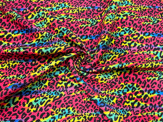Retro Animal Neon Bullet Print #536 Ribbed Scuba Techno Double Knit 2-Way Stretch Poly Spandex Apparel Craft Fabric 58"-60" Wide BTY