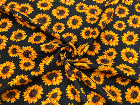 Sunflower Bullet Print #546 Ribbed Scuba Techno Double Knit 2-Way Stretch Poly Spandex Apparel Craft Fabric 58"-60" Wide BTY