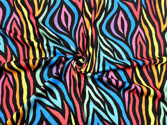 Zebra Neon Animal DBP Print #474 Double Brushed Polyester Spandex Apparel Stretch Fabric 190 GSM 58"-60" Wide By The Yard
