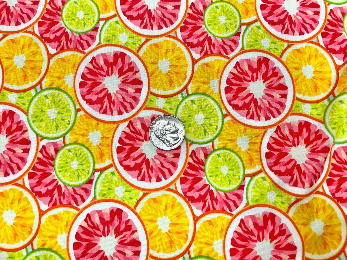 Orange Grapefruit Citrus DBP Print #484 Double Brushed Polyester Spandex Apparel Stretch Fabric 190 GSM 58"-60" Wide By The Yard