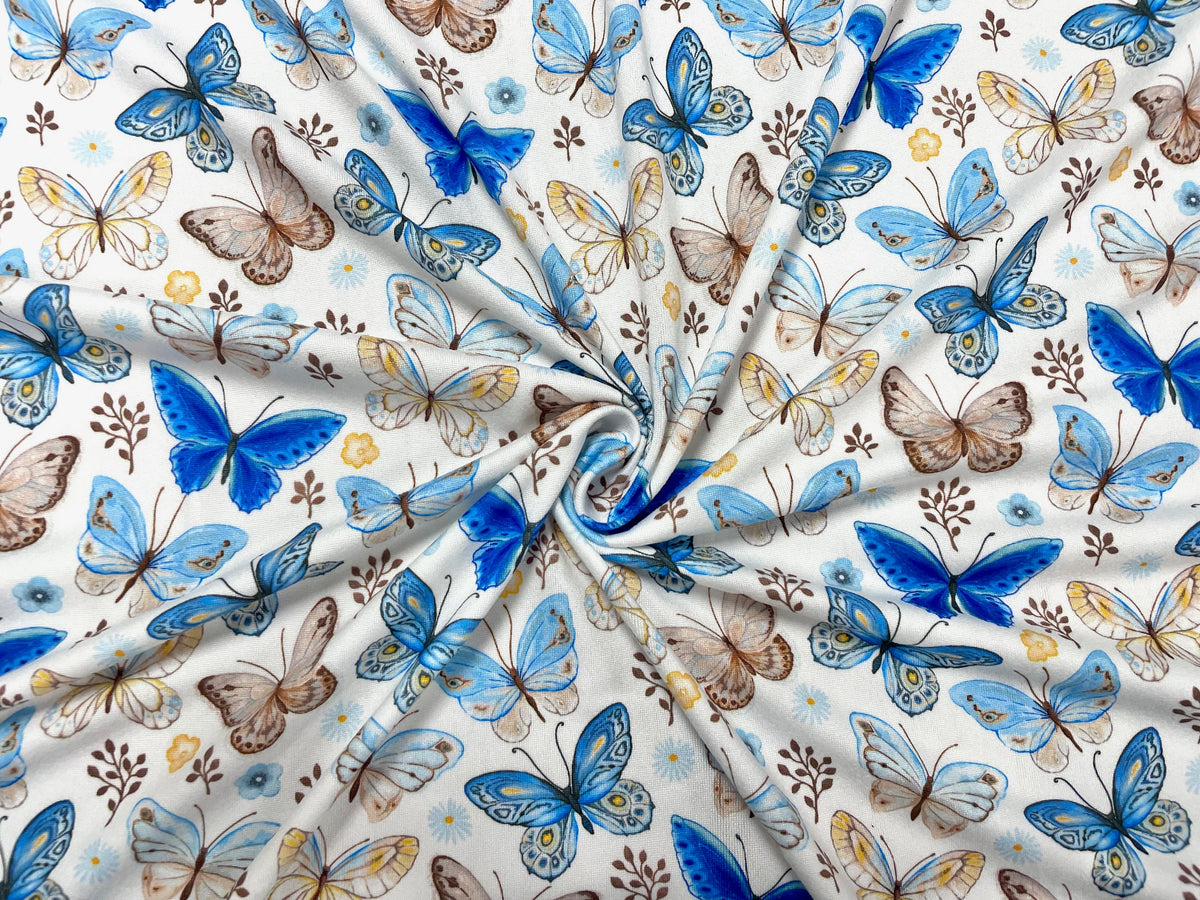 Butterflies DBP Print #489 Double Brushed Polyester Spandex Apparel Stretch Fabric 190 GSM 58"-60" Wide By The Yard