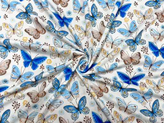 Butterflies DBP Print #489 Double Brushed Polyester Spandex Apparel Stretch Fabric 190 GSM 58"-60" Wide By The Yard