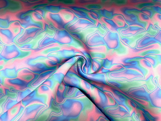 Neon Marble Super Scuba Techno Print #63 Double Knit 2-Way Stretch Fabric Poly Spandex Apparel Craft Fabric 58"-60" Wide By The Yard