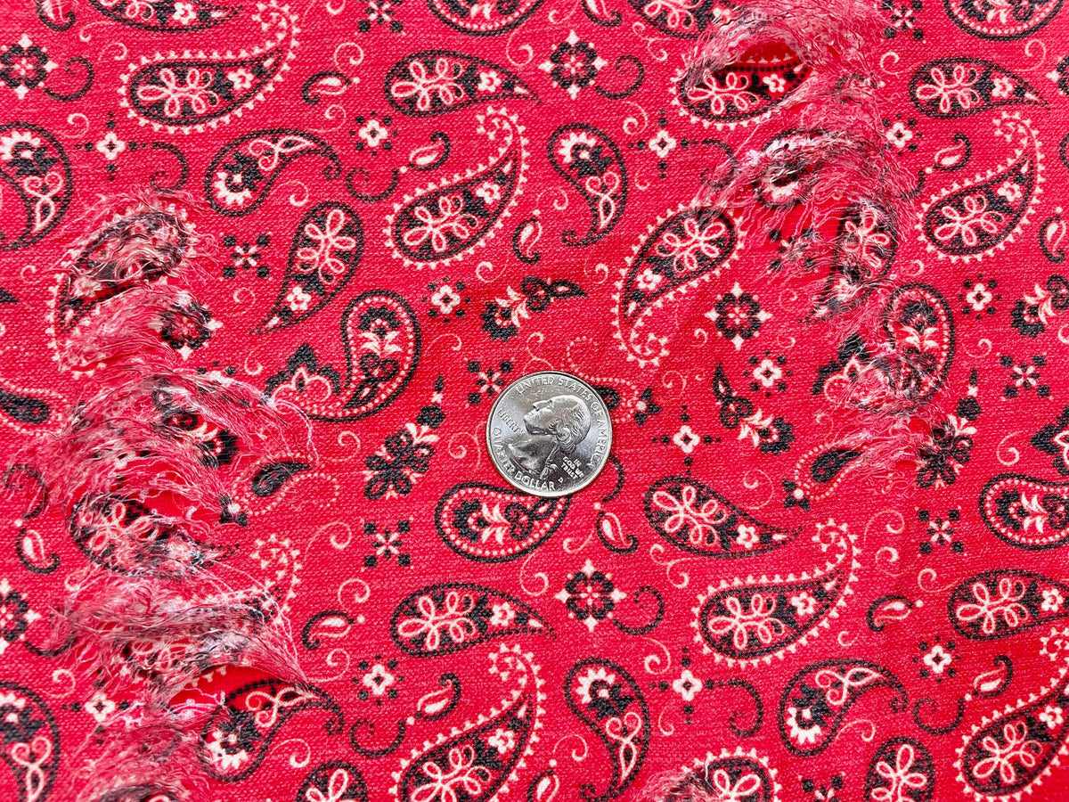 Bandana Paisley Distressed Denim Print #18 Polyester Rayon Spandex Stretch Apparel Fabric 58"-60" Wide By The Yard