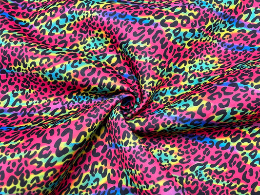 90's Leopard Super Scuba Techno Print #18 Techno Double Knit 2-Way Stretch Fabric Poly Spandex Apparel Craft Fabric 58"-60" Wide By The Yard