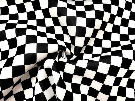 Checkerboard Super Scuba Techno Print #47 Techno Double Knit 2-Way Stretch Fabric Poly Spandex Apparel Craft Fabric 58"-60" Wide By The Yard