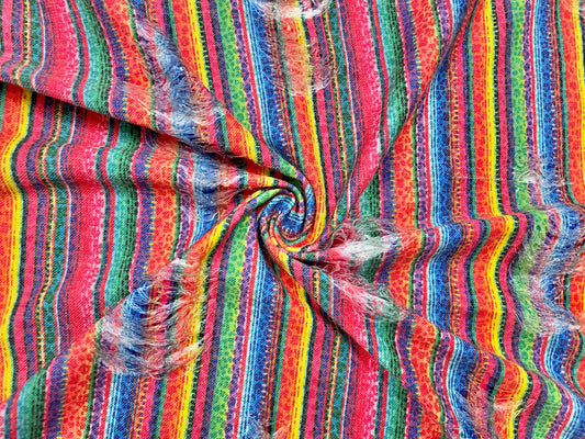 Leopard Serape Distressed Denim Print #9 Polyester Rayon Spandex Stretch Apparel Fabric 58"-60" Wide By The Yard