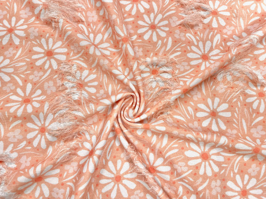 Retro Floral Distressed Denim Print #12 Polyester Rayon Spandex Stretch Apparel Fabric 58"-60" Wide By The Yard