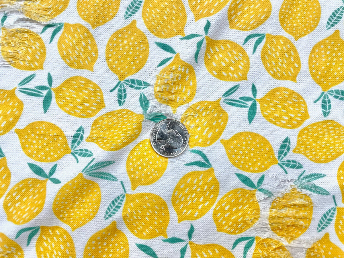 Lemons Distressed Denim Print #37 Polyester Rayon Spandex Stretch Apparel Fabric 58"-60" Wide By The Yard