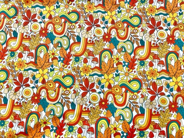 Hippie Boho Fall DBP Print #613 Double Brushed Polyester Spandex Apparel Stretch Fabric 190 GSM 58"-60" Wide By The Yard
