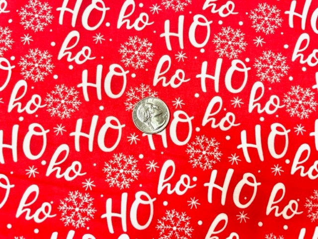 Ho-Ho-Ho DBP Print #632 Double Brushed Polyester Spandex Apparel Stretch Fabric 190 GSM 58"-60" Wide By The Yard