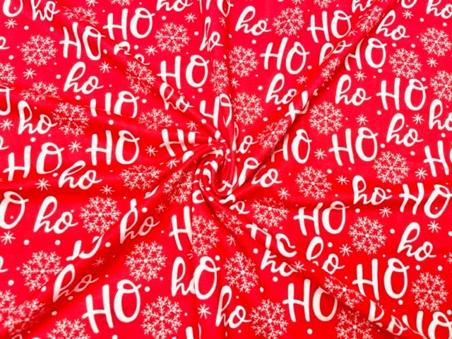 Ho-Ho-Ho DBP Print #632 Double Brushed Polyester Spandex Apparel Stretch Fabric 190 GSM 58"-60" Wide By The Yard