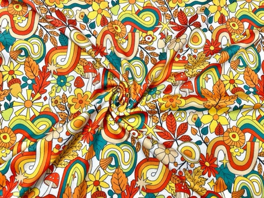 Hippie Boho Fall DBP Print #613 Double Brushed Polyester Spandex Apparel Stretch Fabric 190 GSM 58"-60" Wide By The Yard
