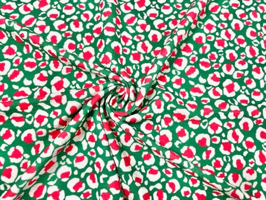 Christmas Leopard Bullet Print #586 Ribbed Scuba Techno Double Knit 2-Way Stretch Poly Spandex Apparel Craft Fabric 58"-60" Wide BTY