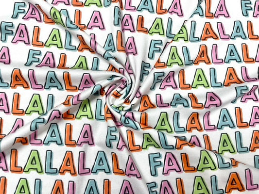 FALALALALA Christmas Xmas DBP Print #641 Double Brushed Polyester Spandex Apparel Stretch Fabric 190 GSM 58"-60" Wide By The Yard