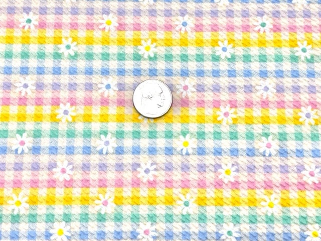 Spring Plaid Floral Bullet Print #705 Ribbed Scuba Techno Double Knit 2-Way Stretch Poly Spandex Apparel Craft Fabric 58"-60" Wide BTY