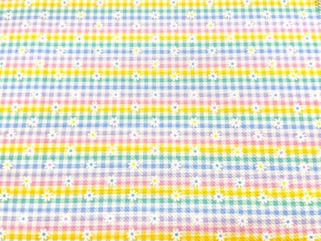 Spring Plaid Floral Bullet Print #705 Ribbed Scuba Techno Double Knit 2-Way Stretch Poly Spandex Apparel Craft Fabric 58"-60" Wide BTY