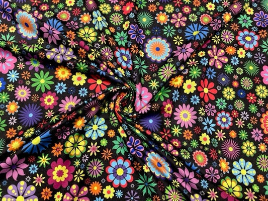 250 GSM DBP Festive Multi-Color Floral Print #720 Double Brushed Polyester Spandex Apparel Stretch Fabric 58"-60" Wide By The Yard