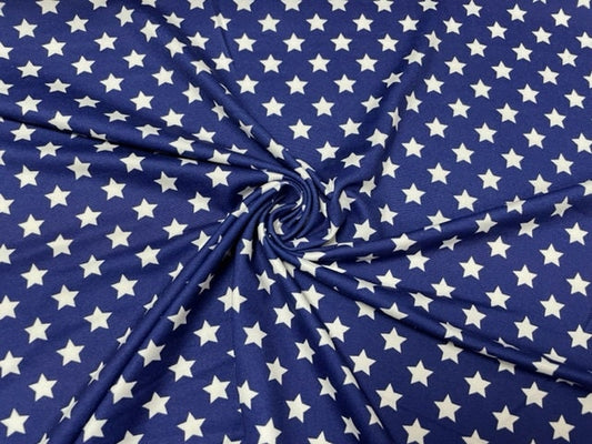 Patriotic Stars Fourth of July DBP Print #726 Double Brushed Polyester Spandex Apparel Stretch Fabric 190 GSM 58"-60" Wide By The Yard
