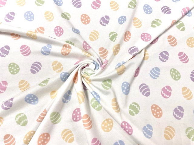 250 GSM DBP Easter Egg Pastel Spring Print #723 Double Brushed Polyester Spandex Apparel Stretch Fabric 58"-60" Wide By The Yard