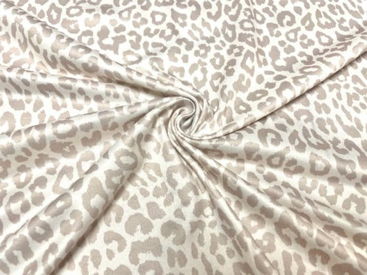 250 GSM DBP Neutral Leopard Animal Print #801 Double Brushed Polyester Spandex Apparel Stretch Fabric 58"-60" Wide By The Yard