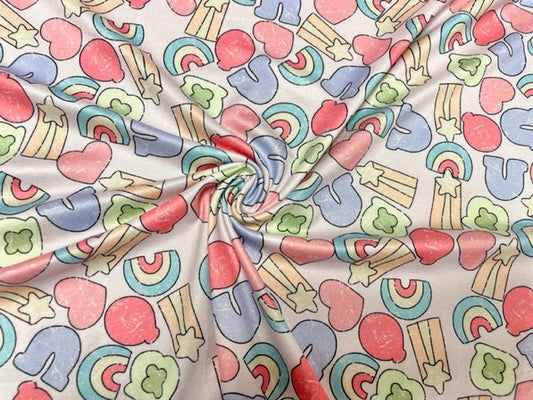 250 GSM DBP Brittany Frost Designs Marshmallows Print #947 Double Brushed Polyester Spandex Apparel Stretch Fabric 58"-60" Wide By The Yard