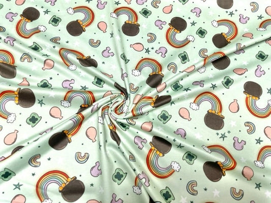 250 GSM DBP Brittany Frost Designs Rainbow Gold Print #938 Double Brushed Polyester Spandex Apparel Stretch Fabric 58"-60" Wide By The Yard