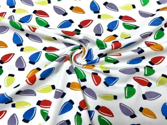 Brittany Frost Designs Christmas Light Cotton Spandex Print #118 230GSM Jersey Knit Stretch Exercise Apparel Fabric 58"-60" Wide By The Yard