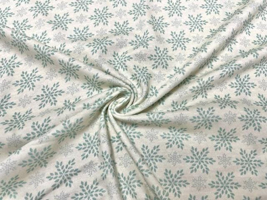 Brittany Frost Designs Snowflakes Cotton Spandex Print #131 230GSM Jersey Knit Stretch Exercise Apparel Fabric 58"-60" Wide By The Yard