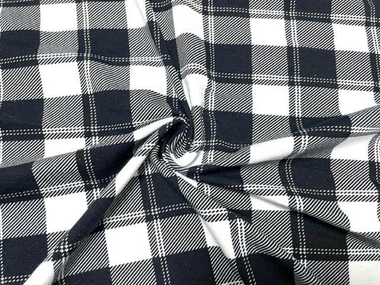 Lumberjack Plaid Black Cotton Spandex Print #154 230GSM Jersey Knit Stretch Exercise Apparel Fabric Photography 58"-60" Wide By The Yard
