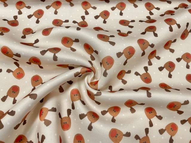 Brittany Frost Designs Reindeer Xmas Super Scuba Techno Print #193 Double Knit Stretch Fabric Poly Spandex Fabric 58"-60" Wide By The Yard