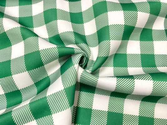 Buffalo Plaid Green Super Scuba Techno Print #194 Double Knit Stretch Fabric Poly Spandex Apparel Craft Fabric 58"-60" Wide By The Yard