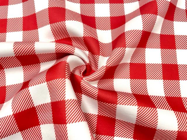 Buffalo Plaid Red White Super Scuba Techno Print #205 Double Knit Stretch Fabric Poly Spandex Apparel Craft Fabric 58"-60" Wide By The Yard