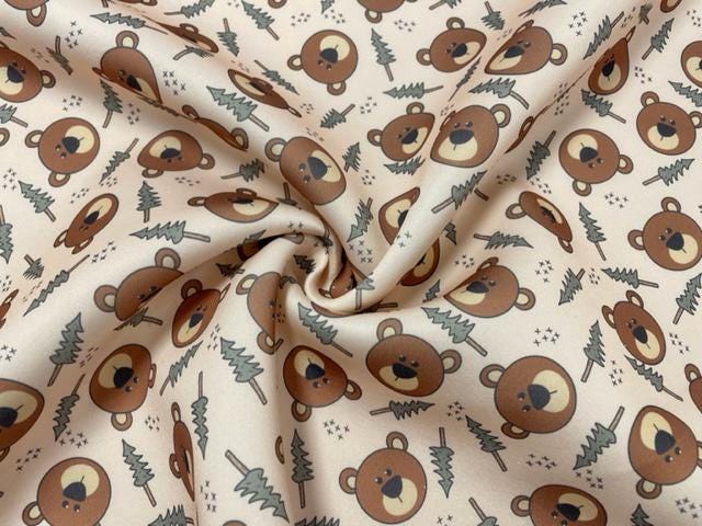 Brittany Frost Designs Baby Bear Super Scuba Techno Print #208 Double Knit Stretch Fabric Poly Spandex Fabric 58"-60" Wide By The Yard