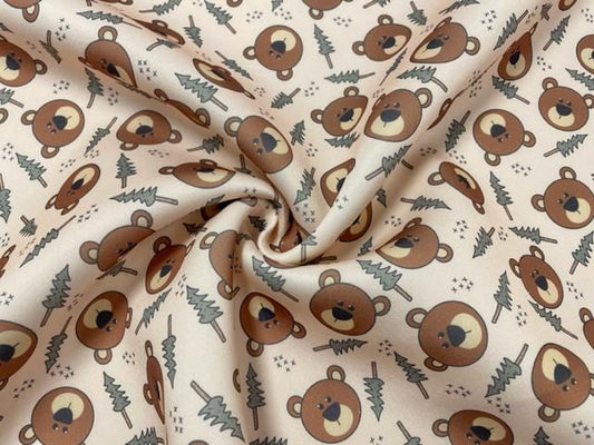 Brittany Frost Designs Baby Bear Super Scuba Techno Print #208 Double Knit Stretch Fabric Poly Spandex Fabric 58"-60" Wide By The Yard