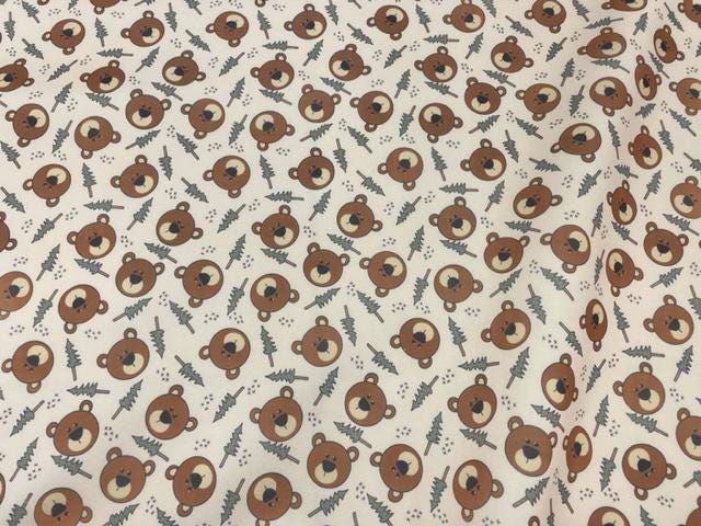 Brittany Frost Designs Baby Bear Super Scuba Techno Print #208 Double Knit Stretch Fabric Poly Spandex Fabric 58"-60" Wide By The Yard