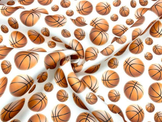 Basketballs Super Scuba Techno Print #211 Double Knit Stretch Fabric Poly Spandex Apparel Craft Fabric 58"-60" Wide By The Yard