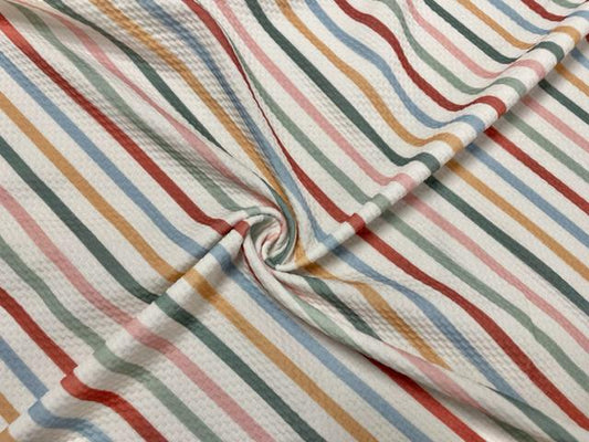 Candy Cane Stripe Colors Bullet Print #857 Ribbed Scuba Techno Double Knit 2-Way Stretch Poly Spandex Apparel Craft Fabric 58"-60" Wide BTY