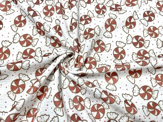 Brittany Frost Designs Peppermint Bullet Print #863 Ribbed Scuba Double Knit Stretch Poly Spandex Apparel Craft Fabric 58"-60" Wide BTY