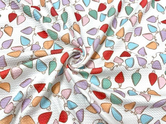 Brittany Frost Designs Christmas Light Bullet Print #867 Ribbed Scuba Double Knit Stretch Poly Spandex Apparel Craft Fabric 58"-60" Wide BTY