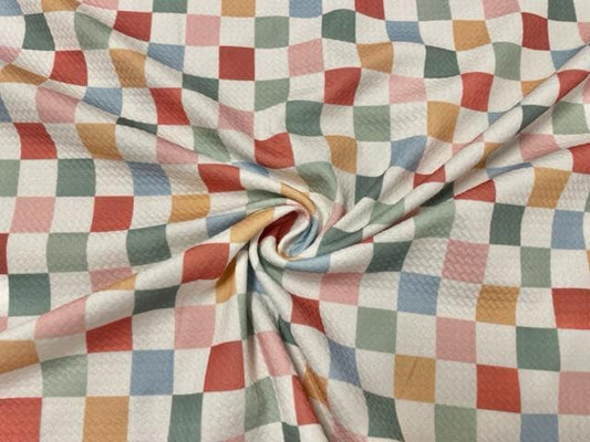 Holiday Checkerboard Bullet Print #872 Ribbed Scuba Techno Double Knit 2-Way Stretch Poly Spandex Apparel Craft Fabric 58"-60" Wide BTY