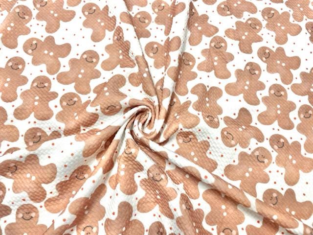 Brittany Frost Designs Gingerbread Man Bullet Print #877 Ribbed Scuba Double Knit Stretch Poly Spandex Apparel Craft Fabric 58"-60" Wide BTY