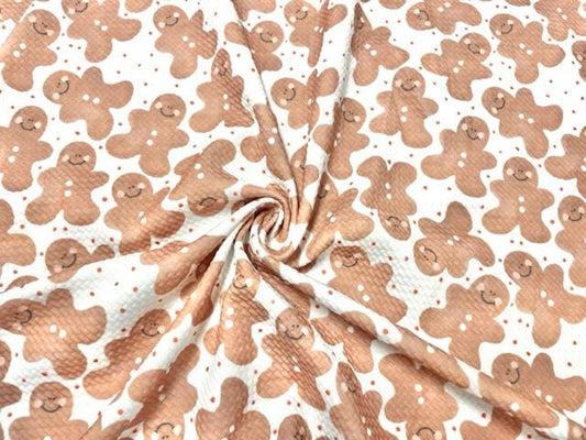 Brittany Frost Designs Gingerbread Man Bullet Print #877 Ribbed Scuba Double Knit Stretch Poly Spandex Apparel Craft Fabric 58"-60" Wide BTY