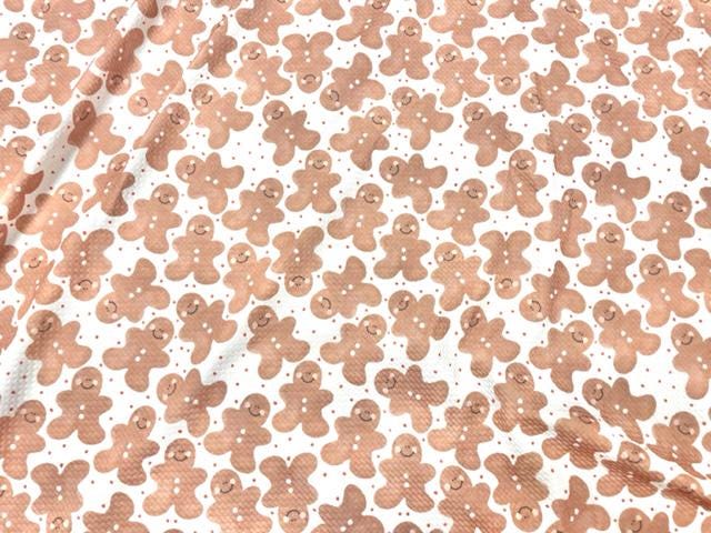 Brittany Frost Designs Gingerbread Man Bullet Print #877 Ribbed Scuba Double Knit Stretch Poly Spandex Apparel Craft Fabric 58"-60" Wide BTY