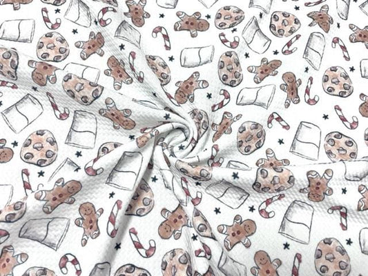 Brittany Frost Designs Milk And Cookie Bullet Print #878 Ribbed Scuba Double Knit Stretch Poly Spandex Apparel Craft Fabric 58"-60" Wide BTY