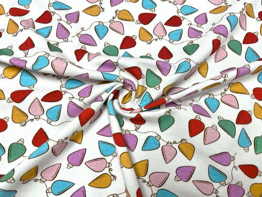 Brittany Frost Designs Christmas Light Cotton Spandex Print #127 230GSM Jersey Knit Stretch Exercise Apparel Fabric 58"-60" Wide By The Yard